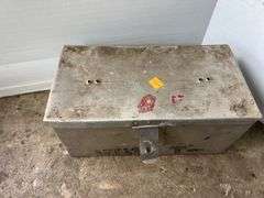 Silver Metal Storage Box w/ Contents