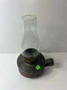 Vintage Mexican Art Oil Lamp w/ Tin Base