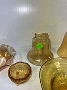 Assortment of Amber Colored Glassware
