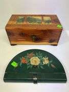 Vintage Floral Print Crumb Catcher and Decorative Wooden Box
