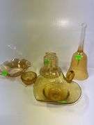 Assortment of Amber Colored Glassware
