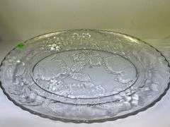 (2) Clear Glass Dishes and Silver Serving Tray
