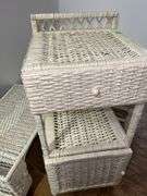 White Wicker Nightstand and Side Table