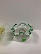 Fenton Satin Custard Basket, Fenton Art Glass Vase