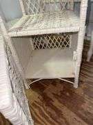 White Wicker Nightstand and Side Table