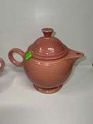 Homer Laughlin Fiesta Teapot and Unbranded Pink Ceramic Teapot