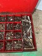 Red Metal Toolbox w/ Various Screws