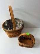 (1) Longaberger Woven Basket and (1) Unbranded Woven Basket