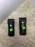 (2) Folding Knives w/ Leather Pouches