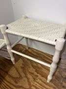 White Wicker Nightstand and Side Table