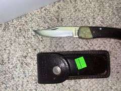 (2) Folding Knives w/ Leather Pouches