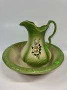 Green Ironstone Pitcher and Basin