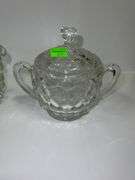 American Pattern 2056 Handled Sugar Bowl and Fostoria American Clear Crystal Glass Creamer