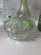 Assortment of Clear Glass Baskets, Dishes and Vases