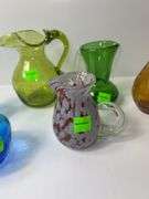 Assortment of Crackle Glass Vases