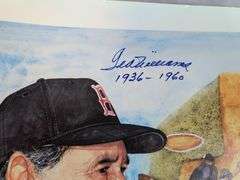 Ted Williams signed baseball Fenway Park litho, full letter JSA