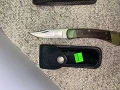 (2) Folding Knives w/ Leather Pouches