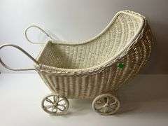 White Wicker Baby Carriage