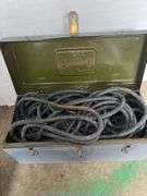 Traction Cable w/ Grey Plastic Carrying Case and Blue Metal Toolbox w/ Black Cable