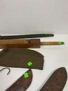 Vintage Military Hats and Machetes