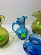 Assortment of Crackle Glass Vases