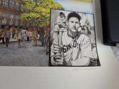 Ted Williams signed baseball Fenway Park litho, full letter JSA