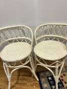 (2) White Wicker Chairs