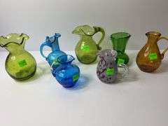 Assortment of Crackle Glass Vases