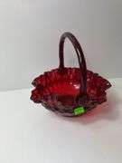 Ruby Red Glass Basket