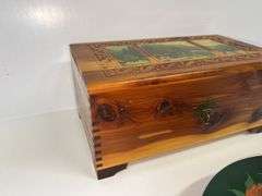 Vintage Floral Print Crumb Catcher and Decorative Wooden Box