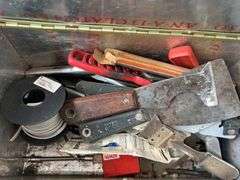 Silver Metal Storage Box w/ Contents
