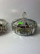 (2) Clear Glass Candy Dishes w/ Buttons