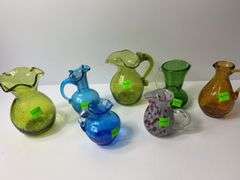 Assortment of Crackle Glass Vases