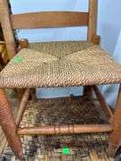 Wooden and Woven Rocking Chairs and Footstool