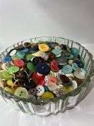 (2) Clear Glass Candy Dishes w/ Buttons
