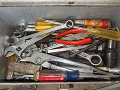 Silver Metal Toolbox w/ Hand Tools