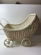 White Wicker Baby Carriage