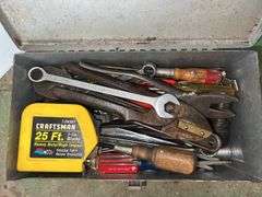 Silver Metal Toolbox w/ Hand Tools