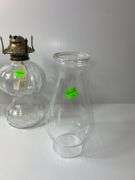 (2) Vintage Clear Glass Oil Lamps