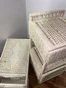 White Wicker Nightstand and Side Table