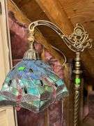Vintage Tiffany Style Twisted Stain Glass Floor Lamp