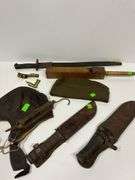 Vintage Military Hats and Machetes