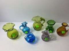 Assortment of Crackle Glass Vases