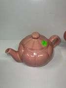 Homer Laughlin Fiesta Teapot and Unbranded Pink Ceramic Teapot