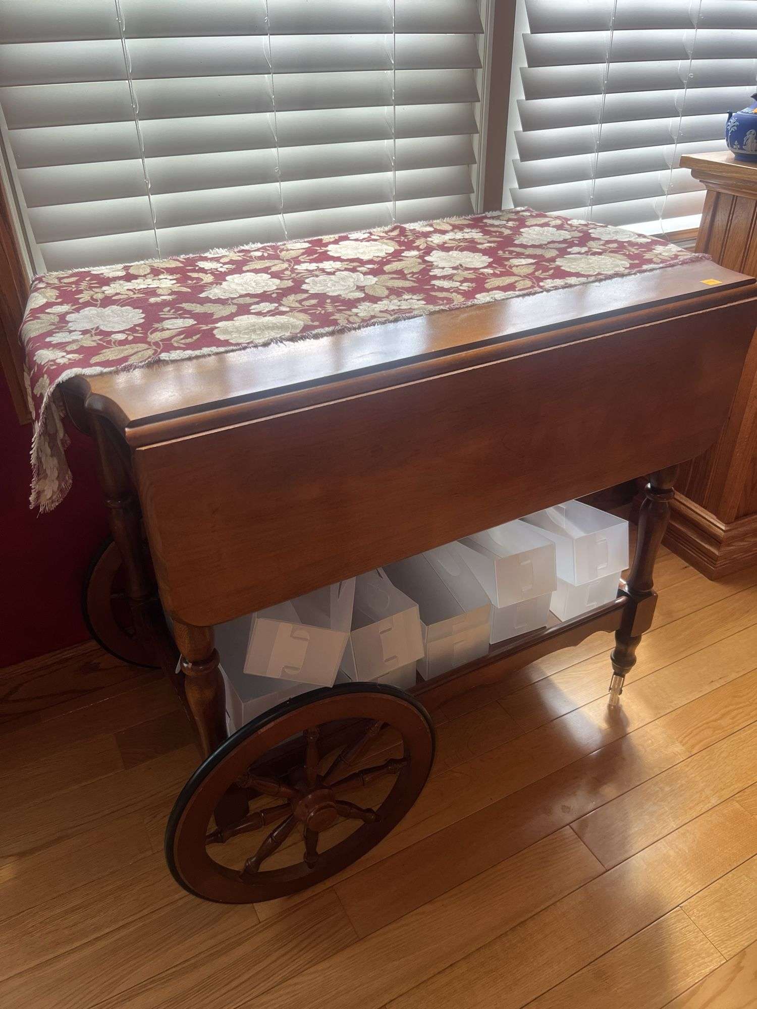 Wooden Rolling Tea Cart