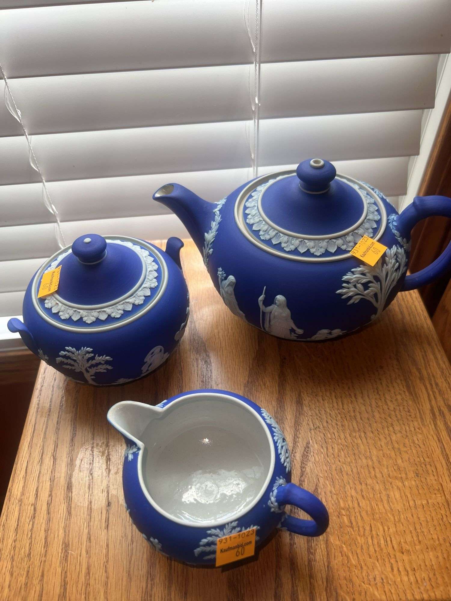 Wedgewood Jasperware 3pc Tea Set, Made in England