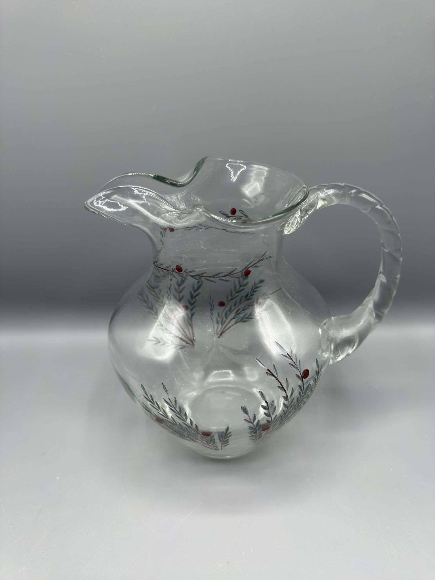 CRYSTAL CLEAR CELEBRATIONS JUNIPER COLLECTIONS ROMANIA GLASS PITCHER AND COOKIE JAR