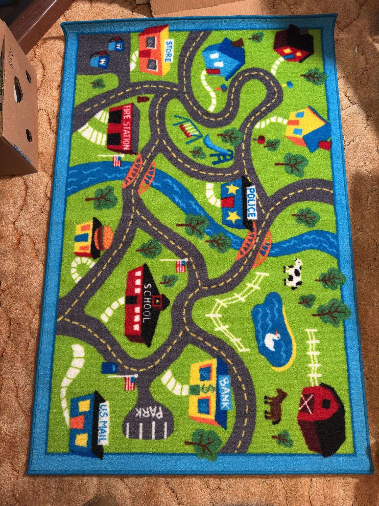 MATCHBOX CARS AND CARPET WITH ROADS