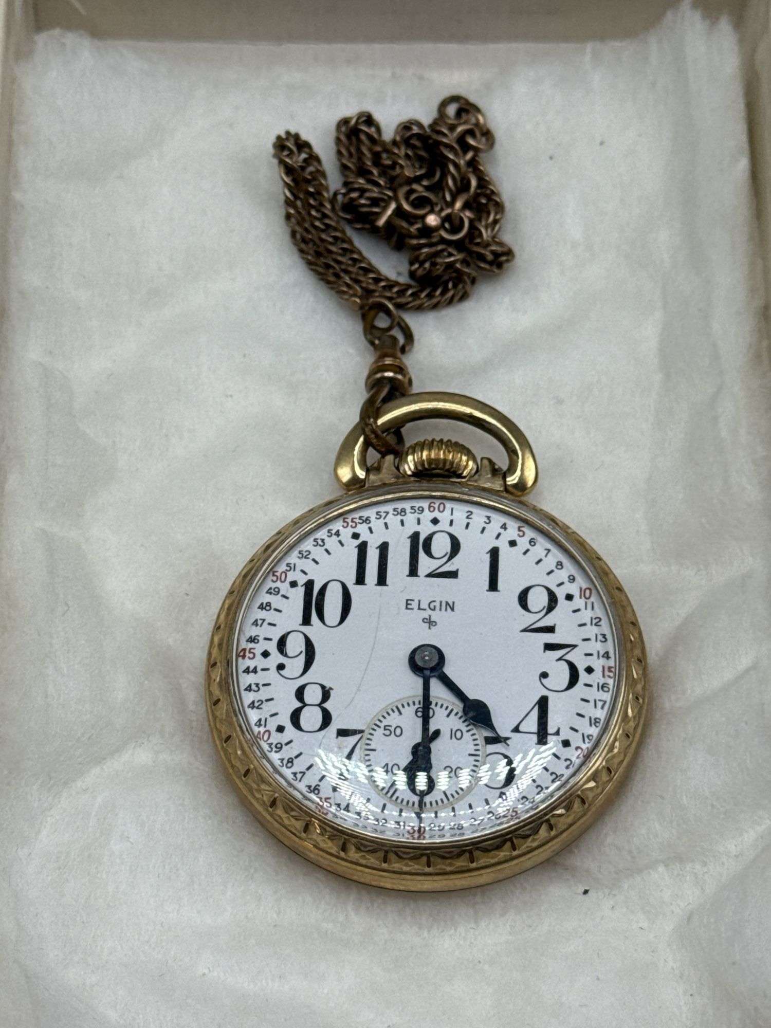 VINTAGE ELGIN POCKET WATCH AND CARAVELLE BULOVA WRIST WATCH