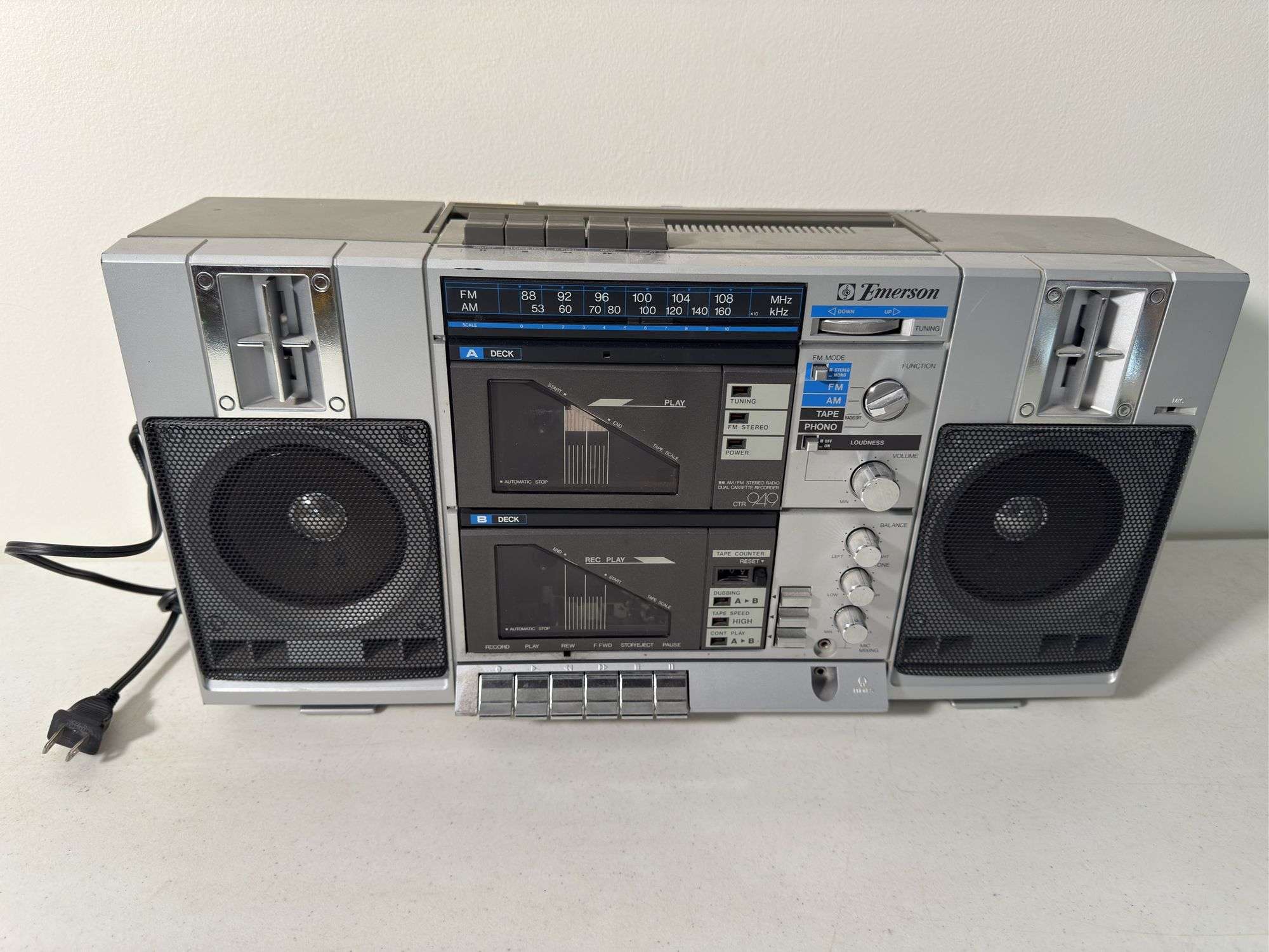 EMERSON CTR-949 DOUBLE CASSETTE DECK STEREO